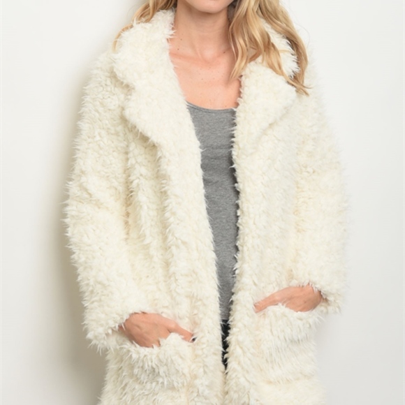 1 LEFT!  Faux Shaggy Open Front coat - Picture 3 of 8